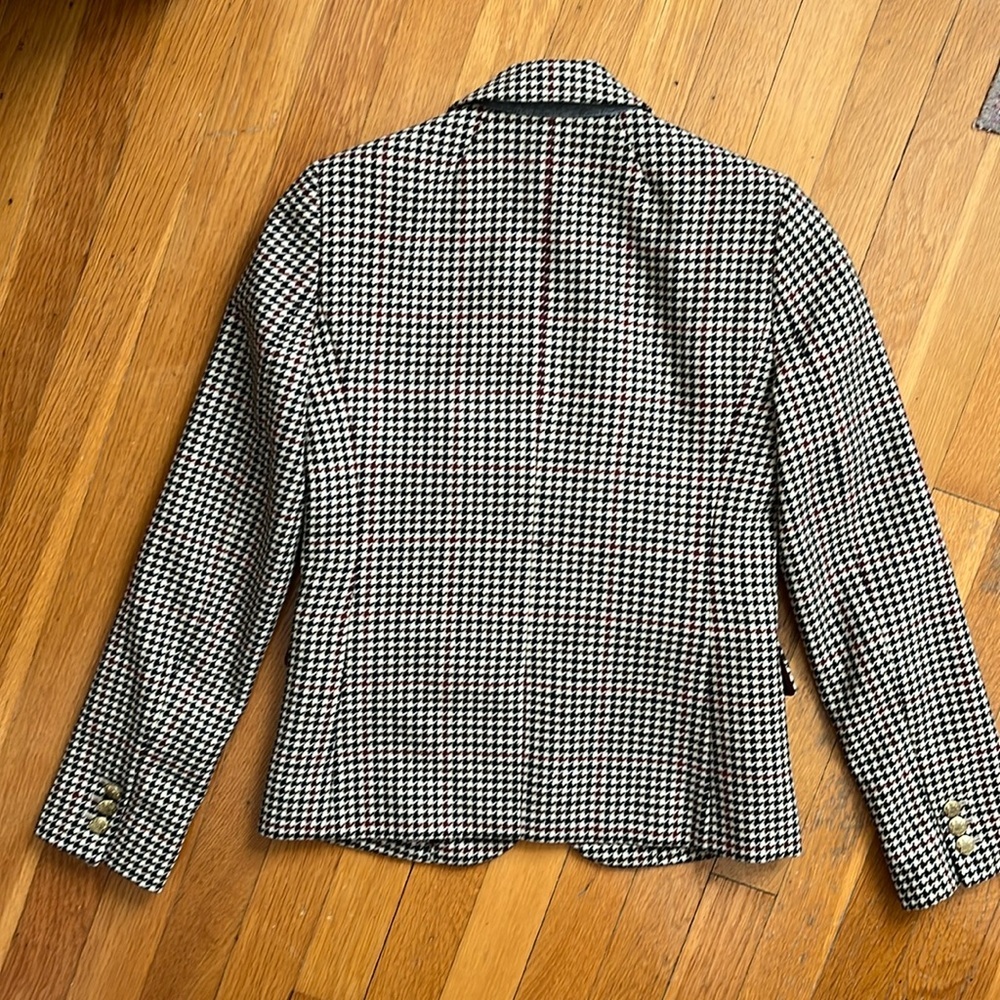 J.Crew Fitted Herringbone Plaid Two Button Wool Blend Blazer Jacket Size 00 - Picture 12 of 15